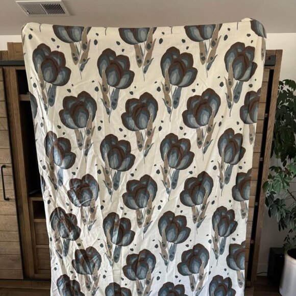 Custom 50W x 85L Blackout Floral Drapes. Set of 2